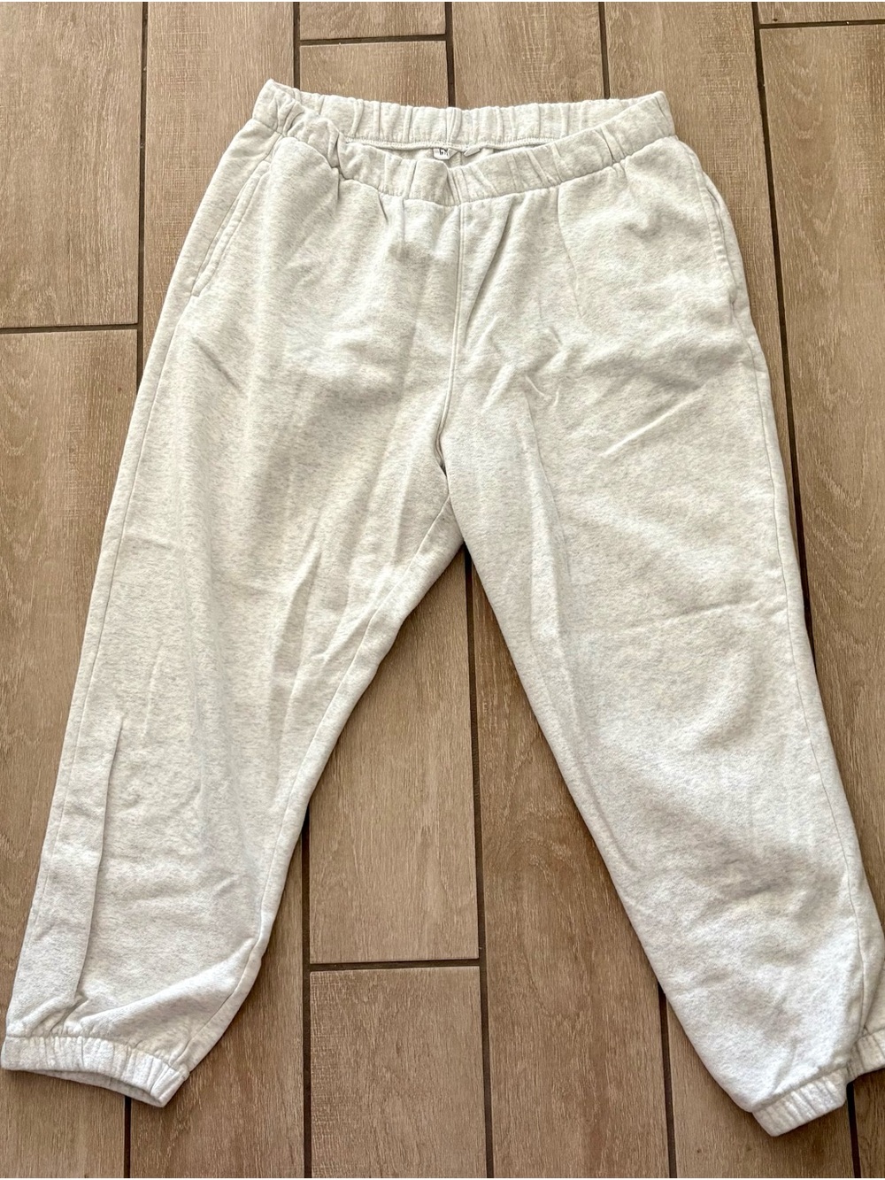 GAP Cream/Light Gray Elastic-Waist Joggers
